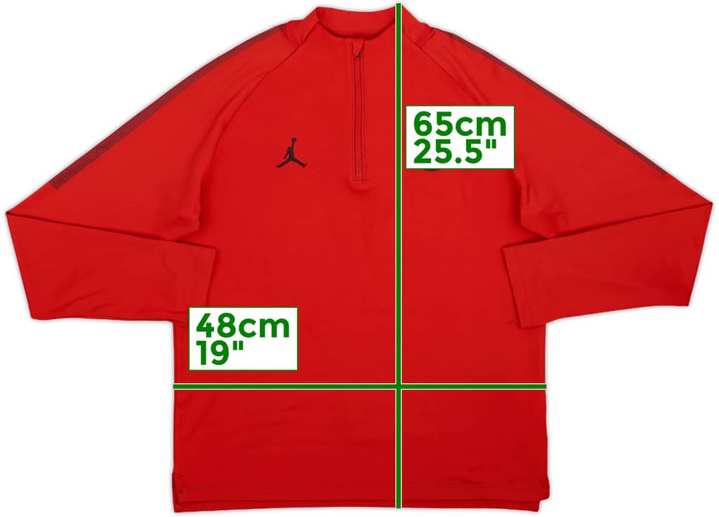 2018-19 Paris Saint-Germain Nike Jordan 1/4 Zip Drill Top - 9/10 - (XL.Boys)