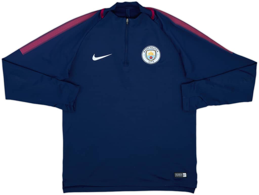 2017-18 Manchester City Nike 1/4 Zip Sweat Top - 9/10 - (L)