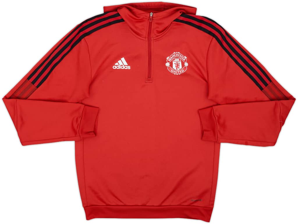 2021-22 Manchester United adidas 1/4 Zip Sweat Top - 9/10 - (XS)