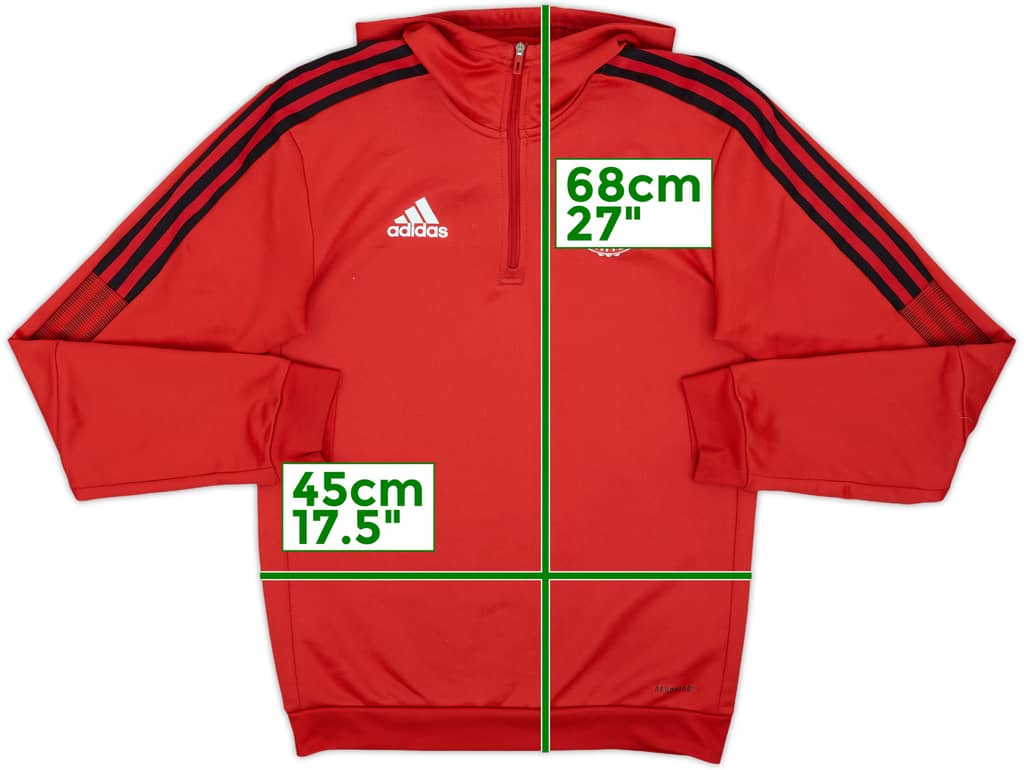 2021-22 Manchester United adidas 1/4 Zip Sweat Top - 9/10 - (XS)