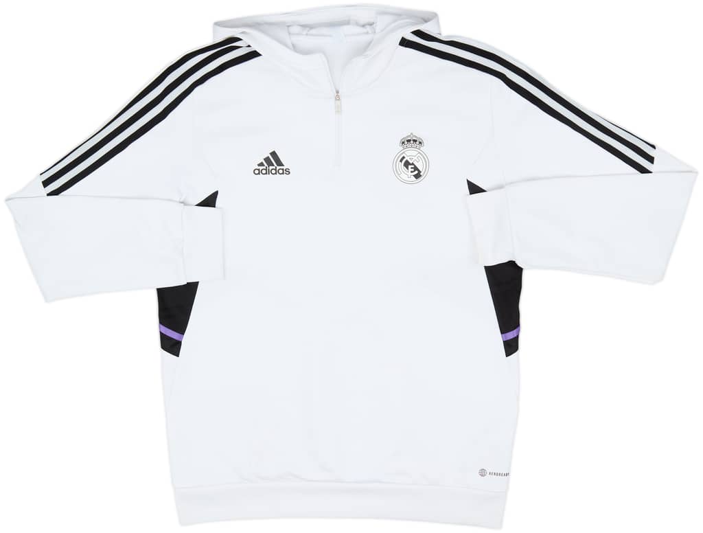 2022-23 Real Madrid adidas 1/4 Zip Hooded Top - 6/10 - (L)