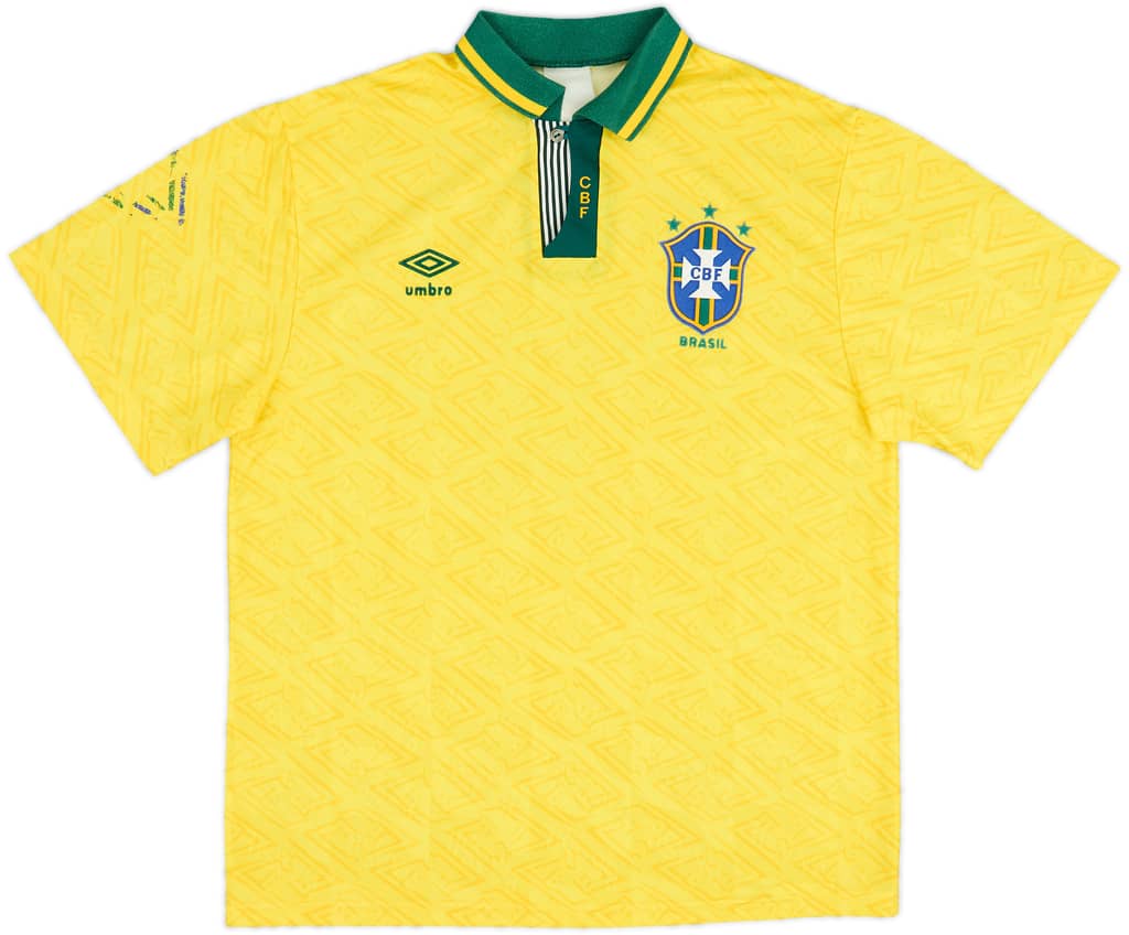 1991-93 Brazil Home Shirt - 6/10 - (XL)