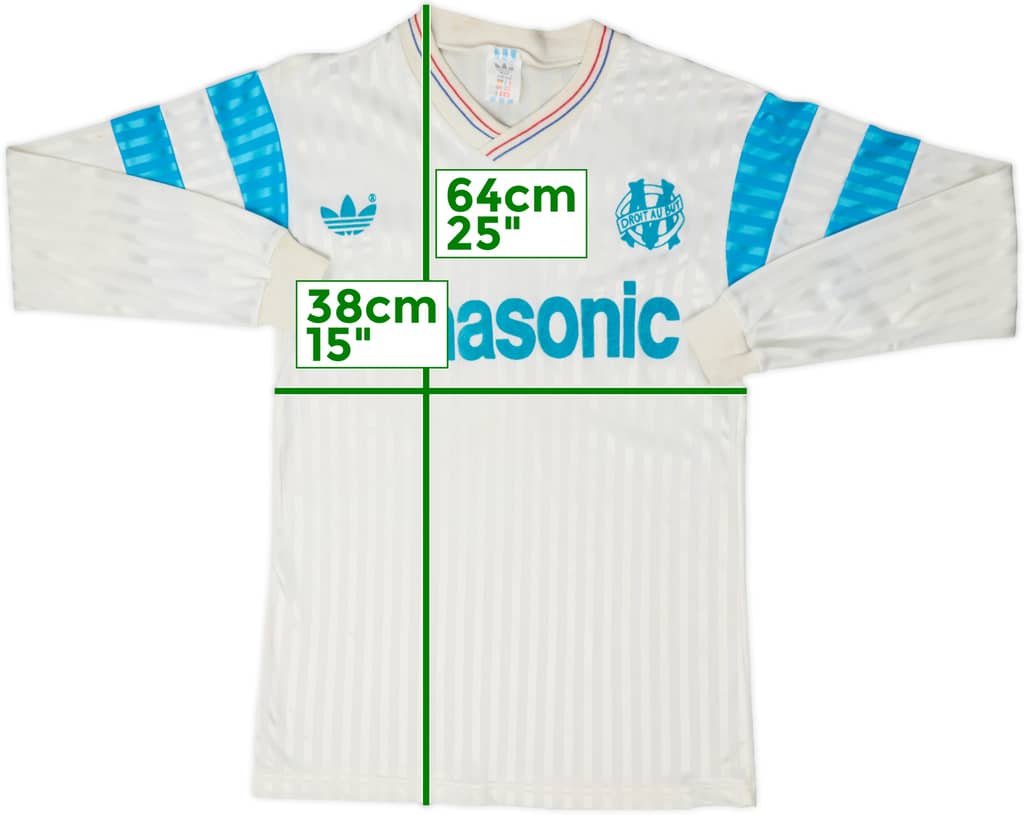 1990-91 Olympique Marseille Home L/S Shirt - 6/10 - (S)