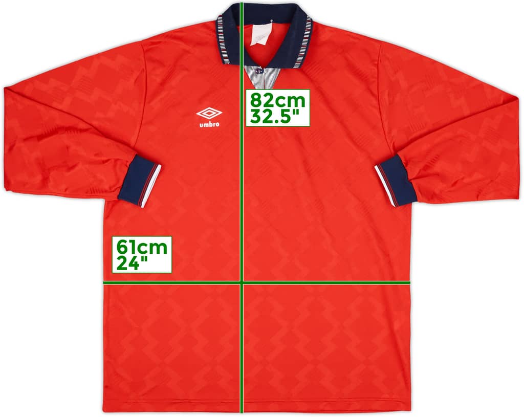 1990 Umbro Template L/S Shirt (England) - 9/10 - (XL)