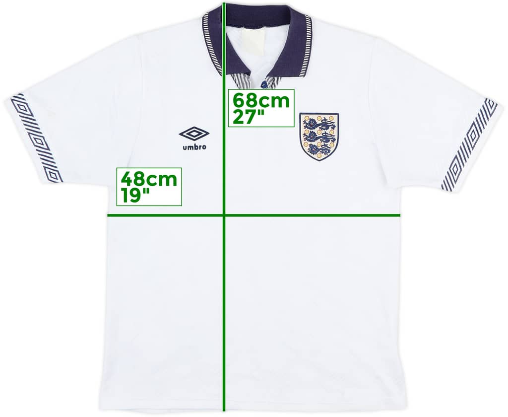 1990-92 England Home Shirt - 7/10 - (S)