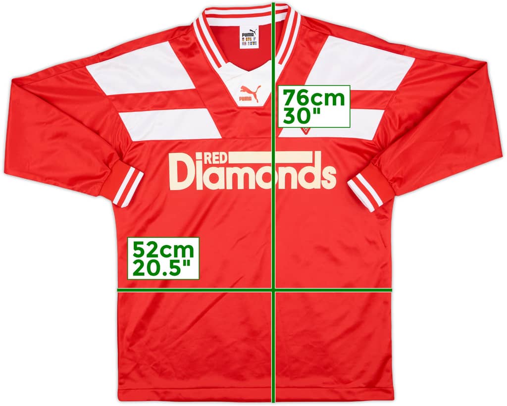 1990-91 Urawa Red Diamonds Home L/S Shirt - 8/10 - (M/L)