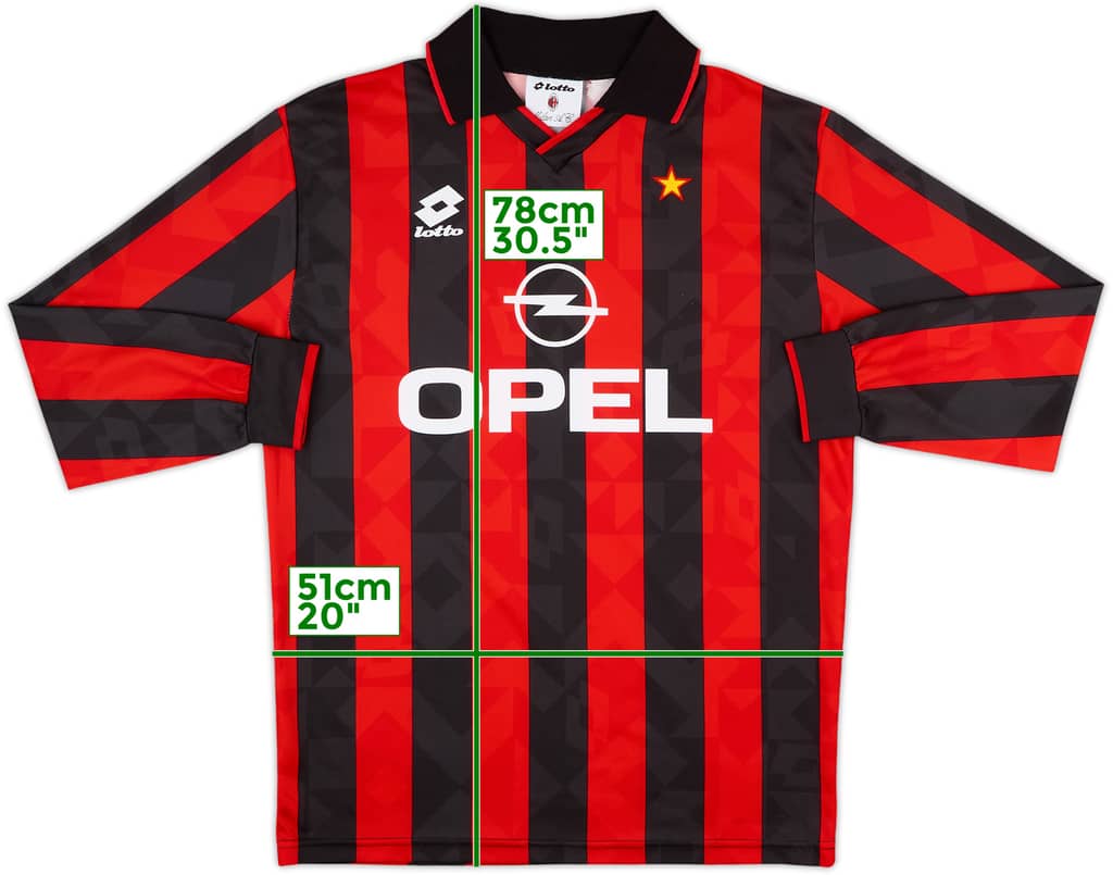 1993-94 AC Milan Home L/S Shirt - 8/10 - (XL)