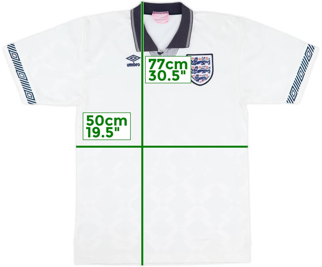 1990-92 England Home Shirt - 8/10 - (XL)