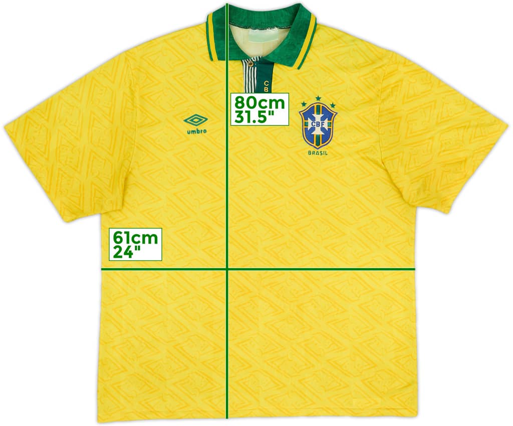 1991-93 Brazil Home Shirt - 7/10 - (XL)