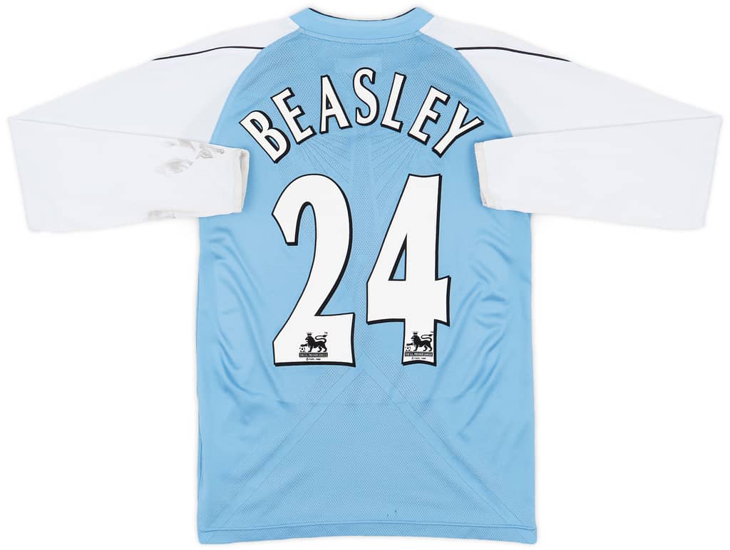 2006-07 Manchester City Home L/S Shirt Beasley #24 - 5/10 - (S)