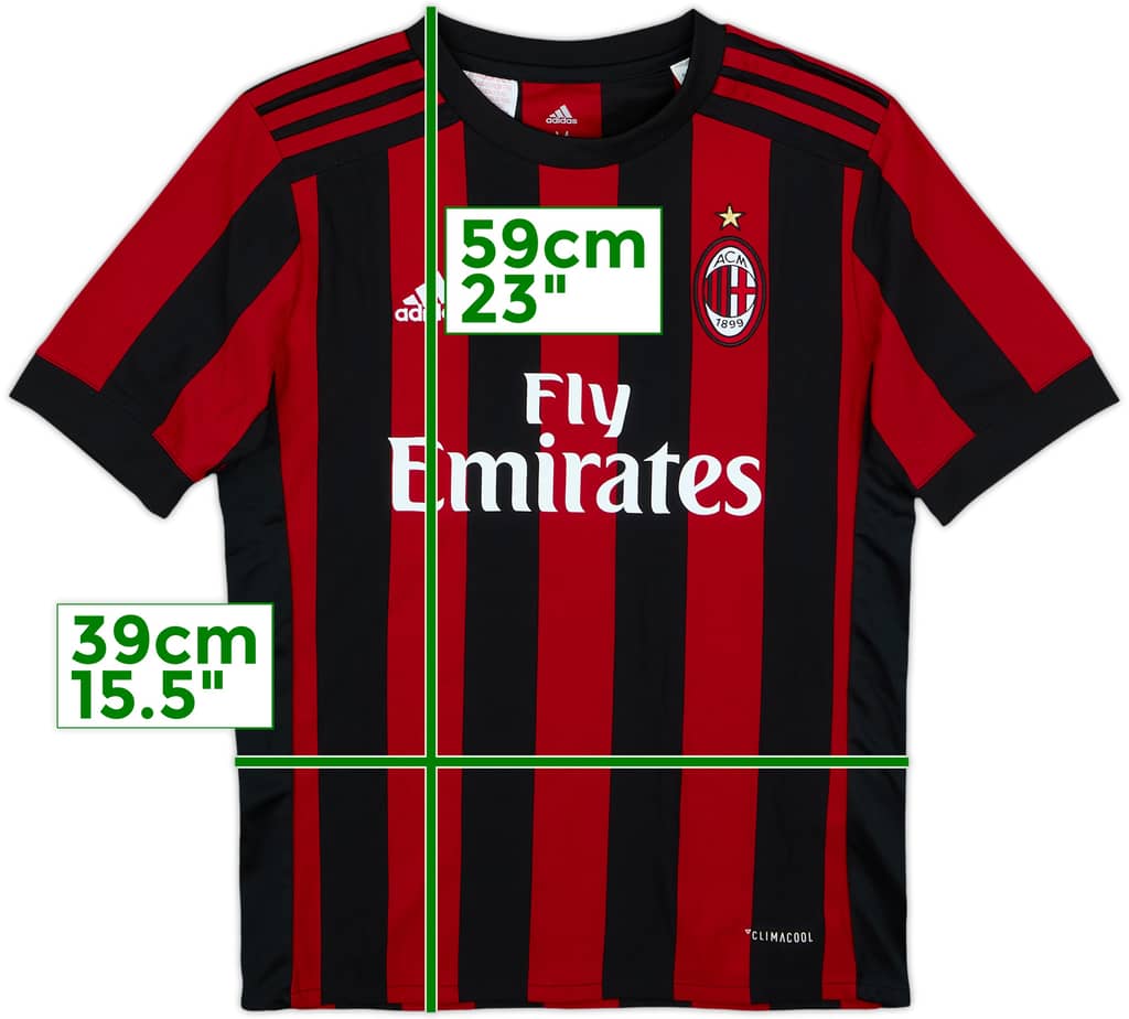 2017-18 AC Milan Home Shirt - 9/10 - (M.Boys)