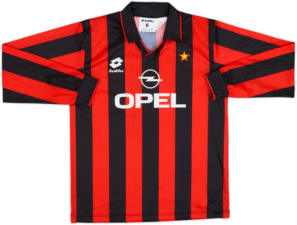 1994-95 AC Milan Home L/S Shirt - 8/10 - (XL.Boys)