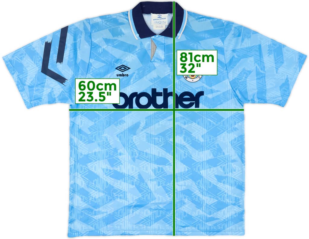 1991-93 Manchester City Home Shirt - 9/10 - (XL)