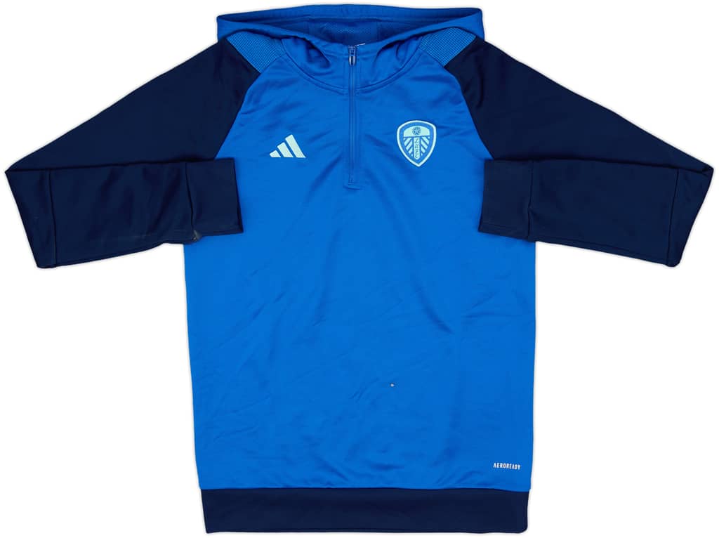 2022-23 Leeds United adidas 1/4 Zip Hooded Track Jacket - 9/10 - (L.Boys)
