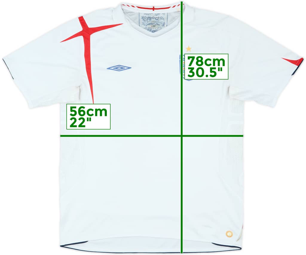 2005-07 England Home Shirt - 4/10 - (XL)