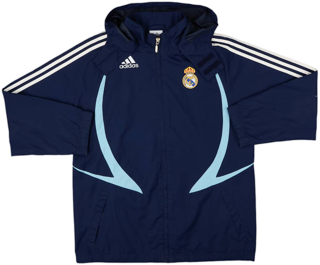 2007-08 Real Madrid adidas CL Hooded Rain Jacket - 8/10 - (M)