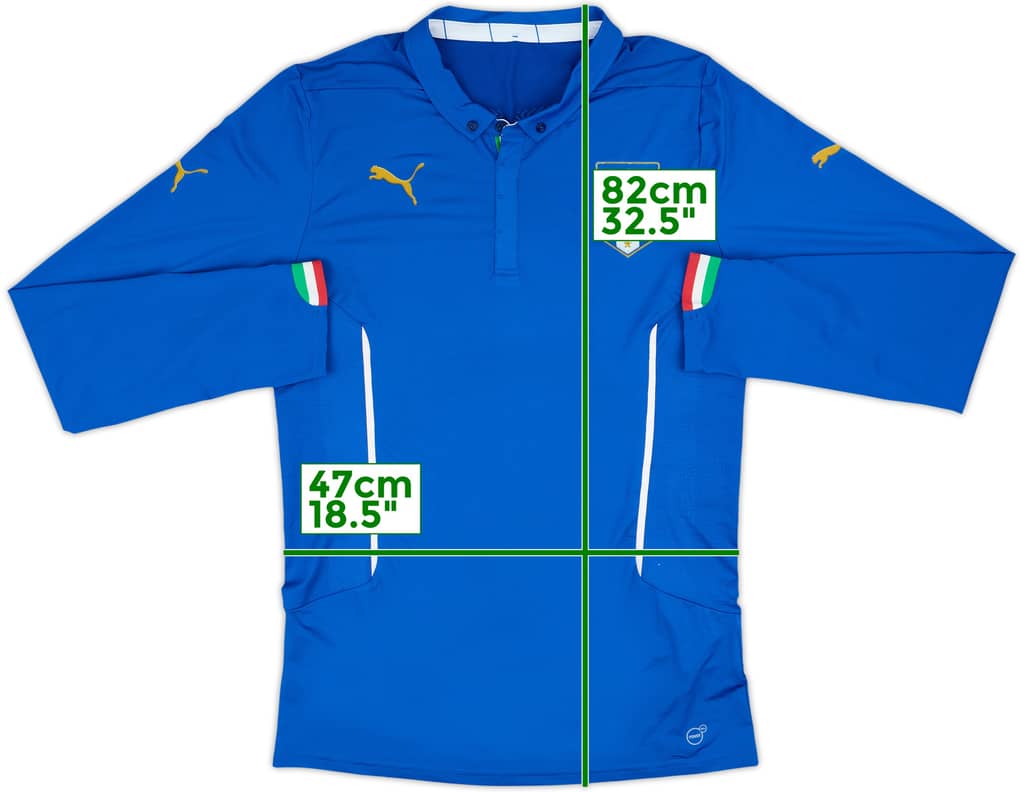 2014-15 Italy Authentic Home L/S Shirt - 8/10 - (3XL)