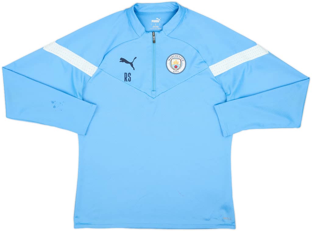 2021-22 Manchester City Staff Issue Puma 1/4 Zip Sweat Top 'RS' - 9/10 - (L)