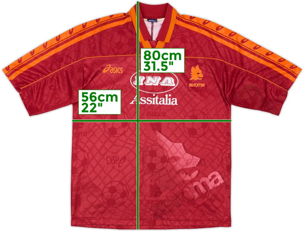1995-96 Roma Home Shirt - 8/10 - (L)