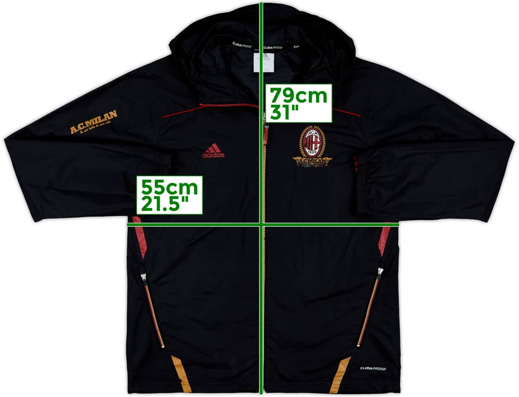 2010-11 AC Milan adidas Hooded Rain Jacket - 8/10 - (L)