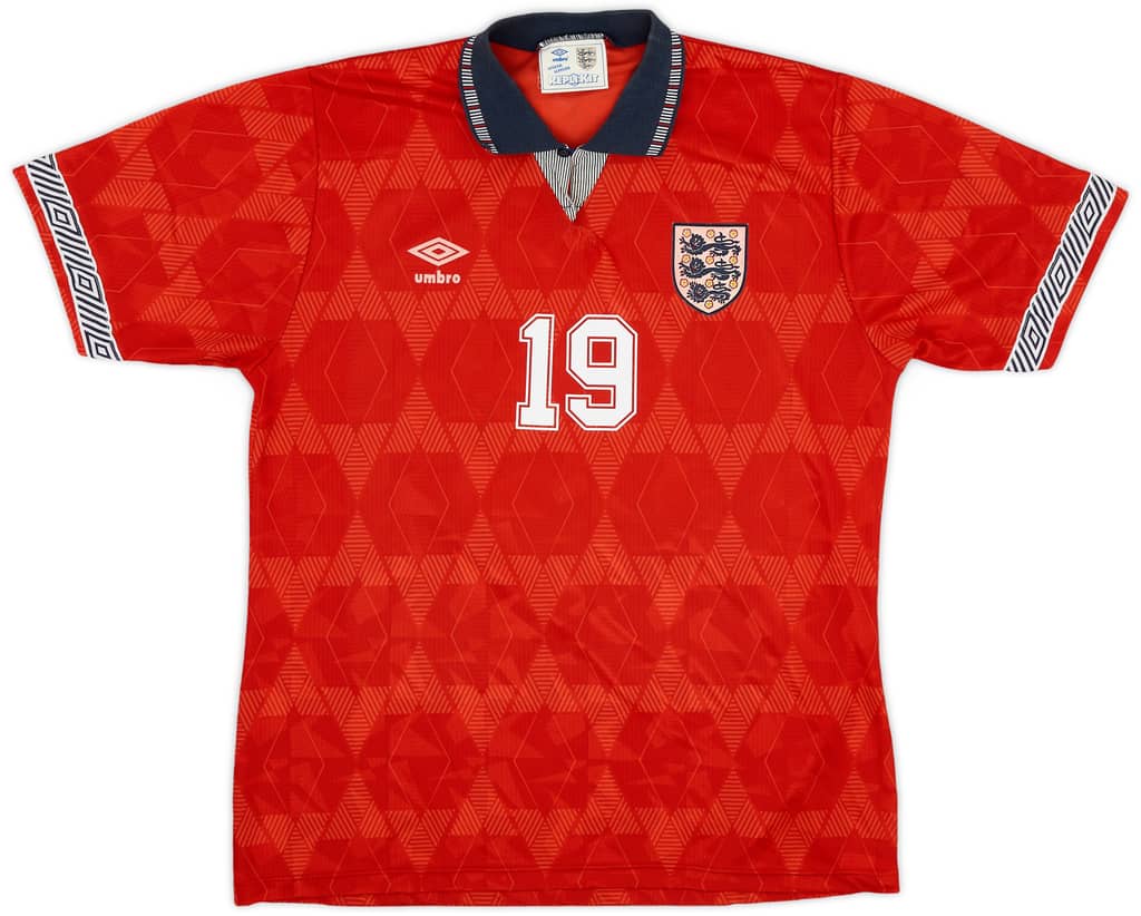 1990-93 England Away Shirt Gascoigne #19 - 6/10 - (L)