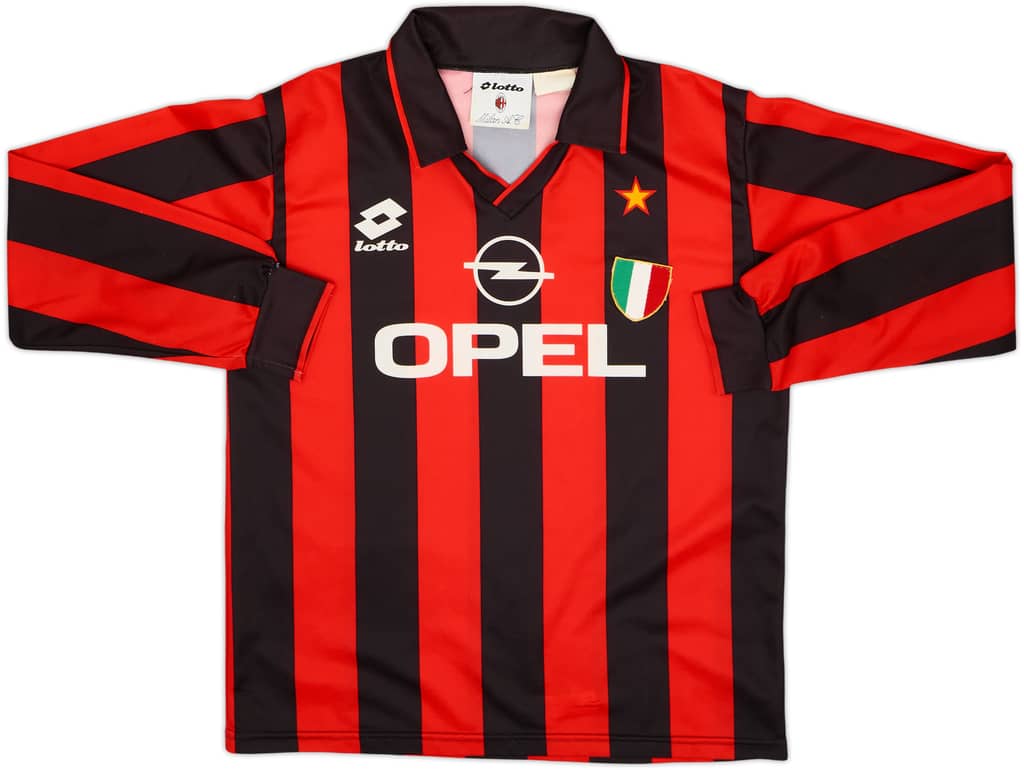 1994-95 AC Milan Home L/S Shirt - 9/10 - (XL.Boys)