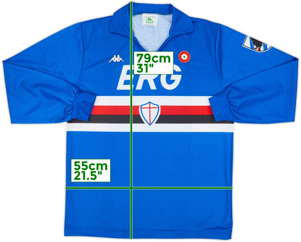 1989-90 Sampdoria Home L/S Shirt - 8/10 - (XL)