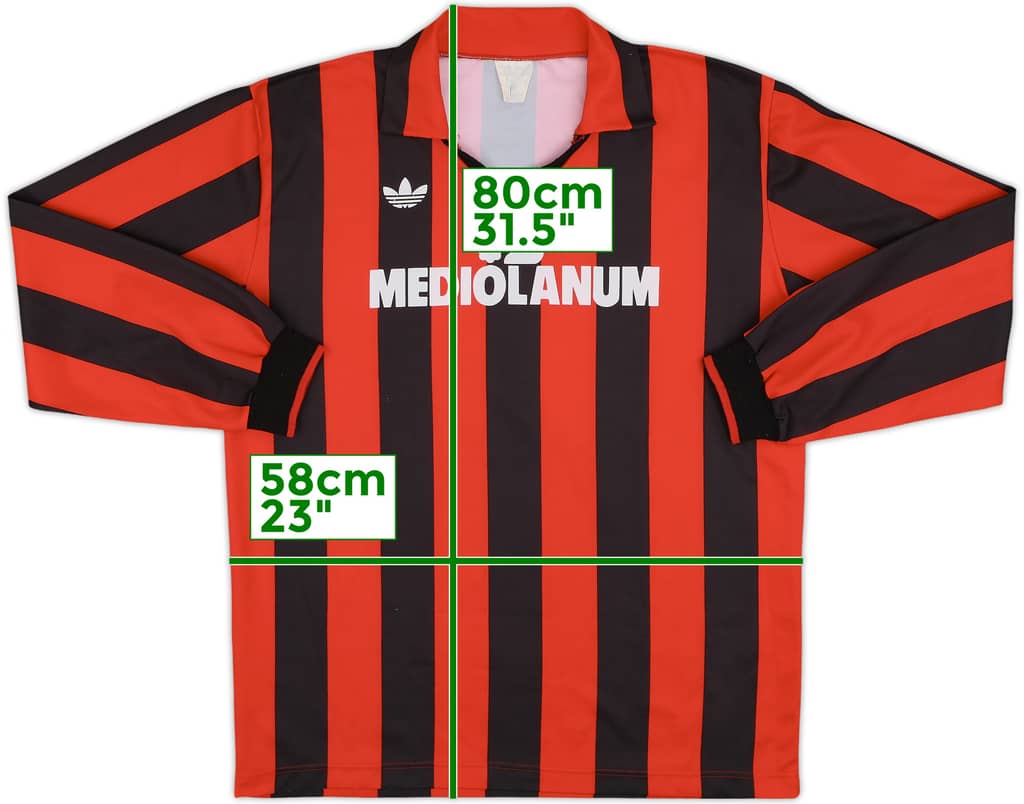 1990-91 AC Milan Basic Home L/S Shirt - 8/10 - (XL)