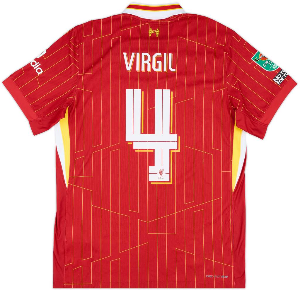2024-25 Liverpool Authentic Carabao Cup Home Shirt Virgil #4 - 9/10 - (L)