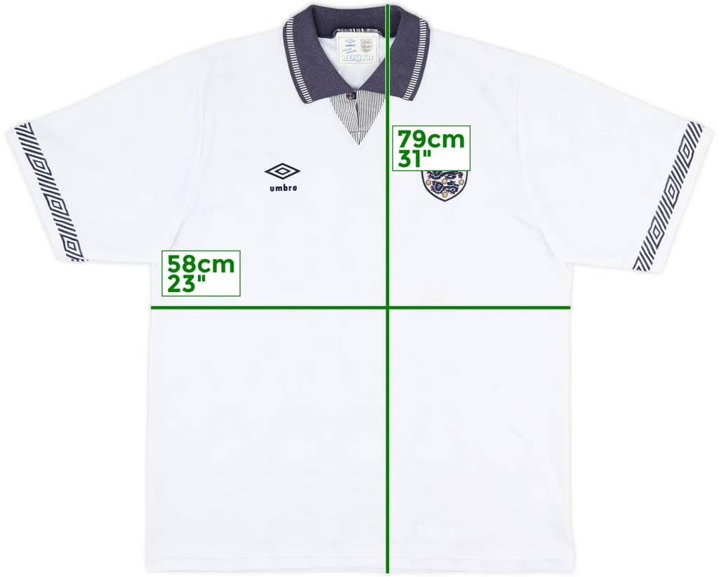 1990-92 England Home Shirt - 8/10 - (L)