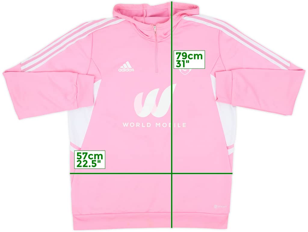 2022-23 Fulham adidas Hooded 1/4 Zip Drill Top - 8/10 - (XL)