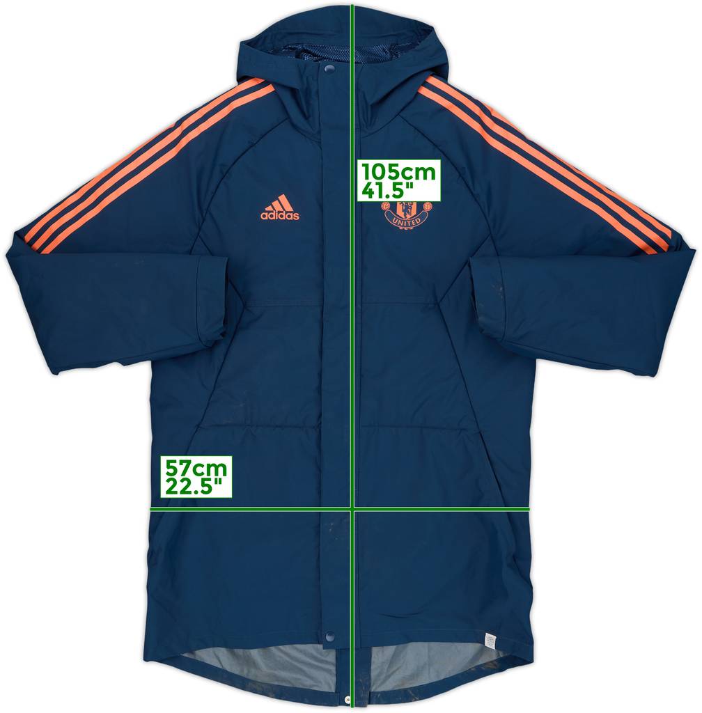 2022-23 Manchester United adidas Hooded Bench Coat - 8/10 - (M)