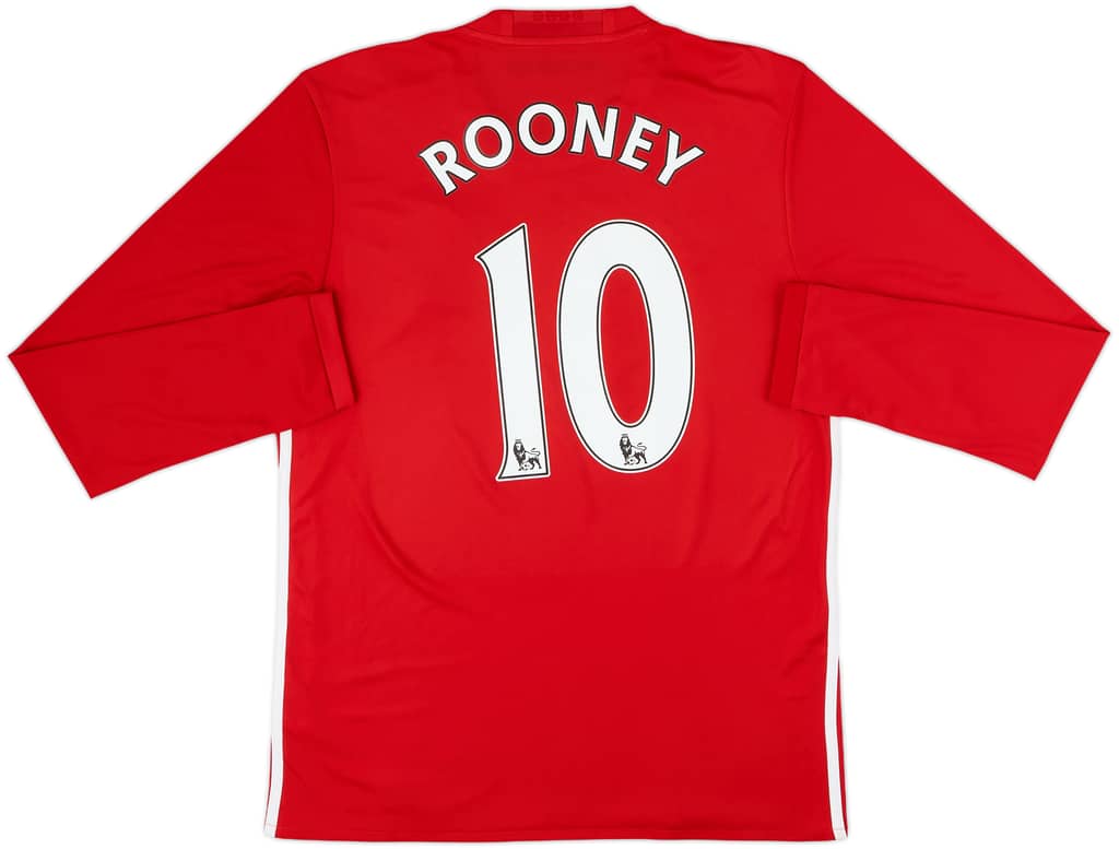 2016-17 Manchester United Home L/S Shirt Rooney #10 - 9/10 - (M)