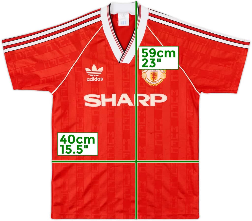1988-90 Manchester United Home Shirt - 7/10 - (S)