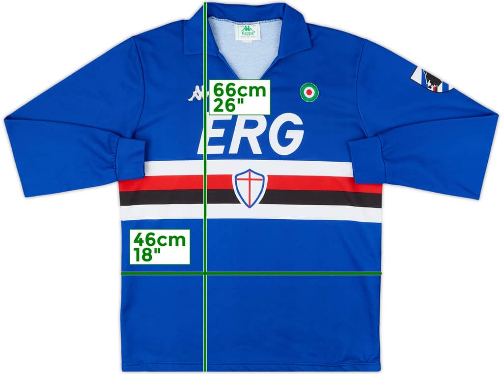 1989-90 Sampdoria Home L/S Shirt - 8/10 - (L)