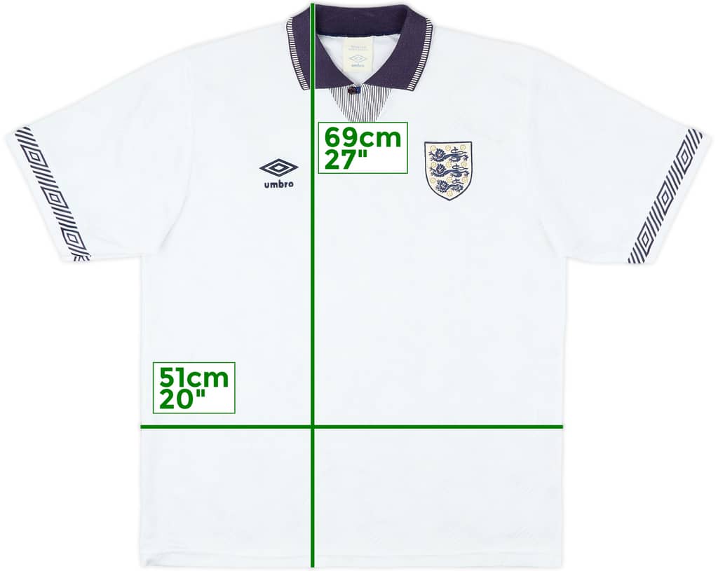 1990-92 England Home Shirt - 8/10 - (L)