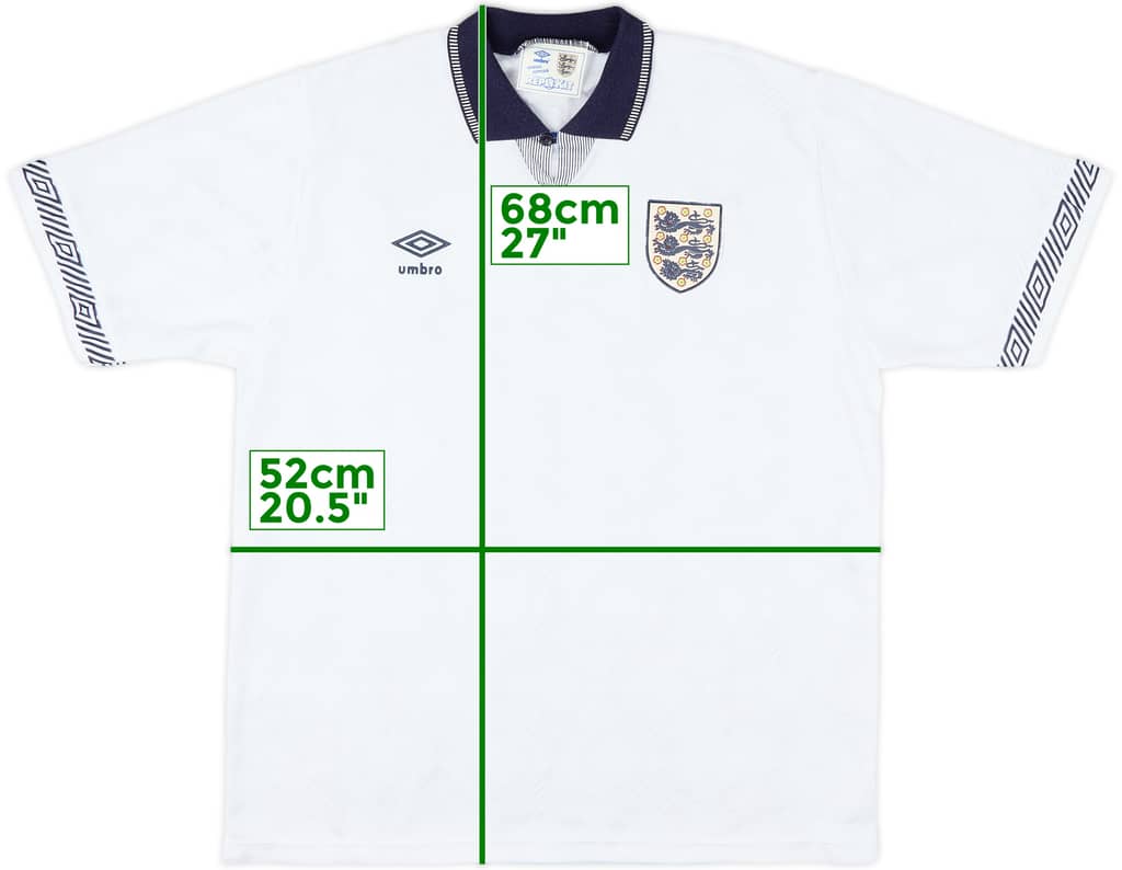 1990-92 England Home Shirt - 8/10 - (M)