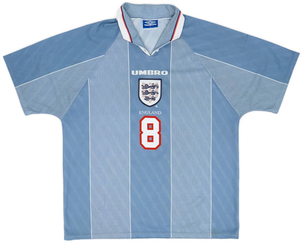 1996-97 England Away Shirt Gascoigne #8 - 8/10 - (L)