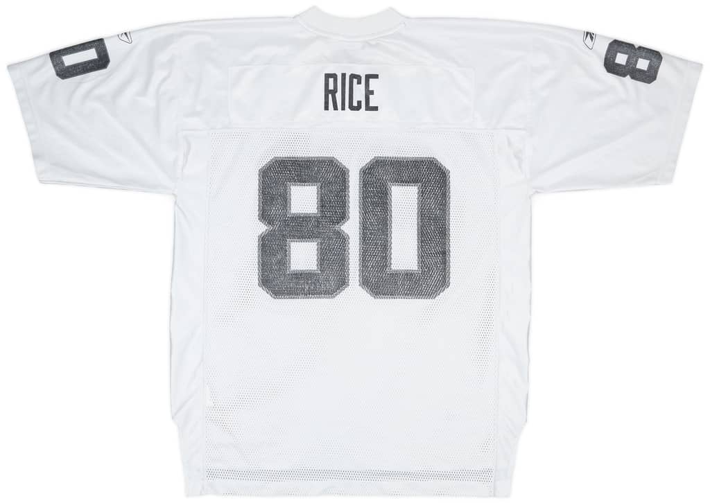 2002-04 Oakland Raiders Rice #80 Reebok On Field Away Jersey - 5/10 - (L)