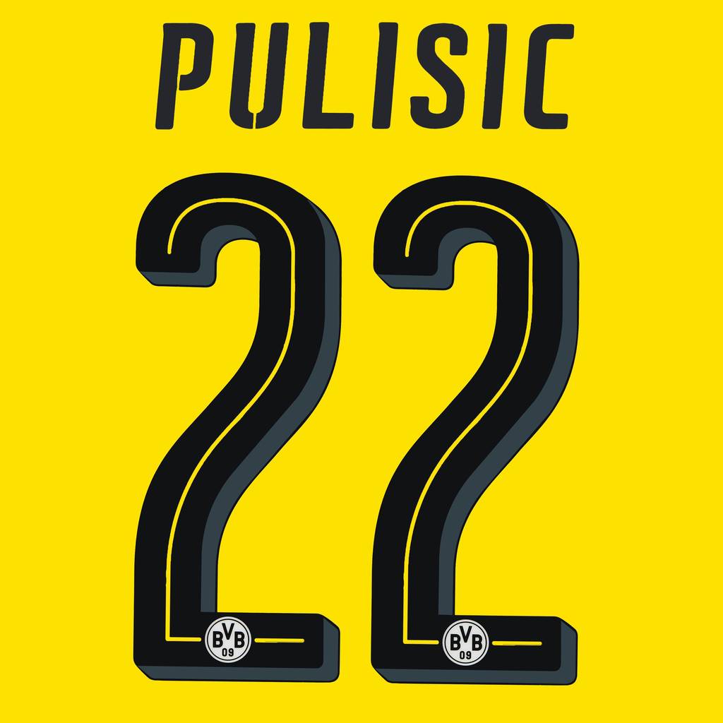 2016-18 Borussia Dortmund Home Pulisic #22 Name Set