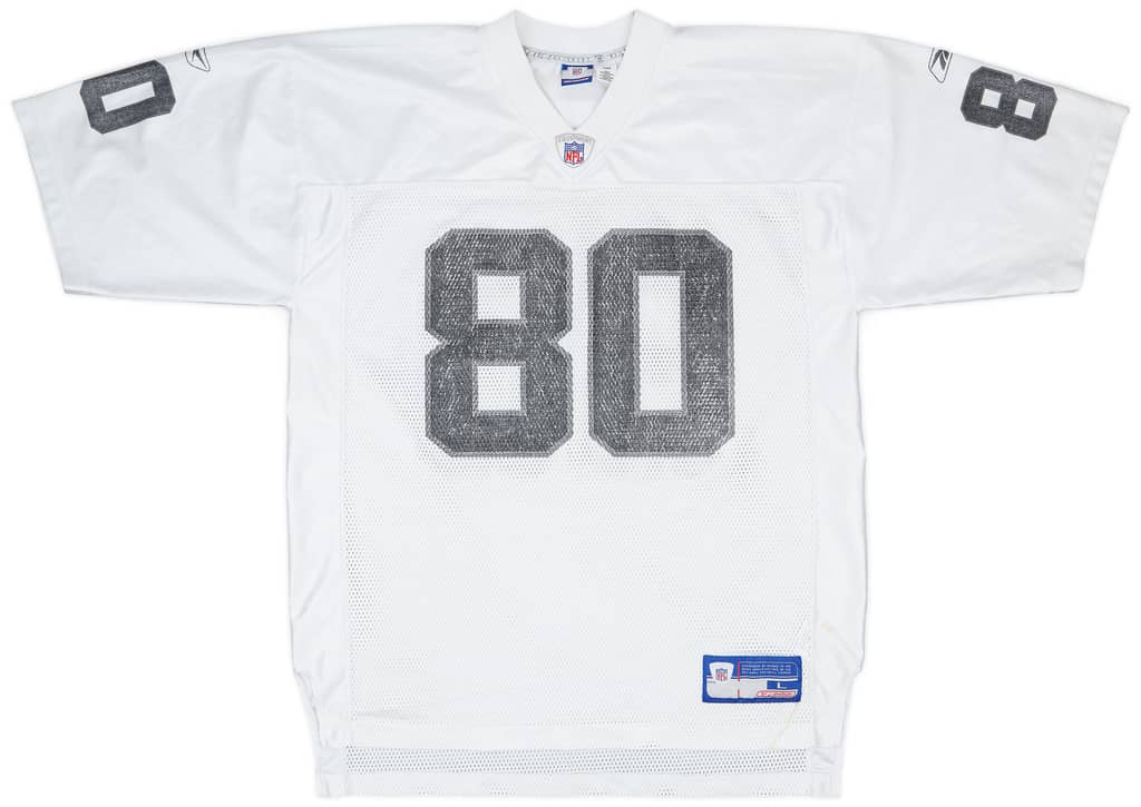 2002-04 Oakland Raiders Rice #80 Reebok On Field Away Jersey - 5/10 - (L)