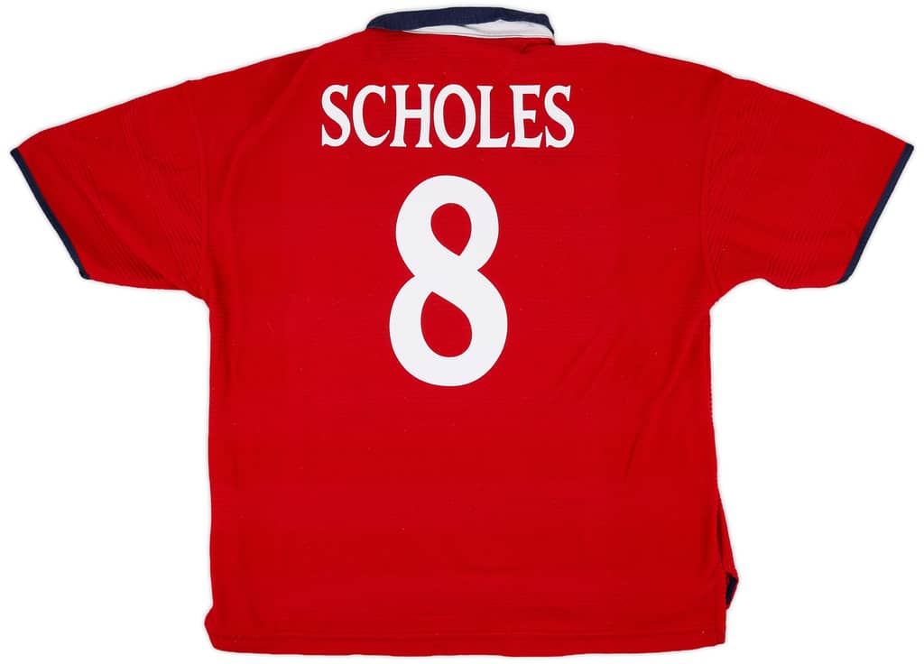 1999-01 England Away Shirt Scholes #8 - 9/10 - (XL)