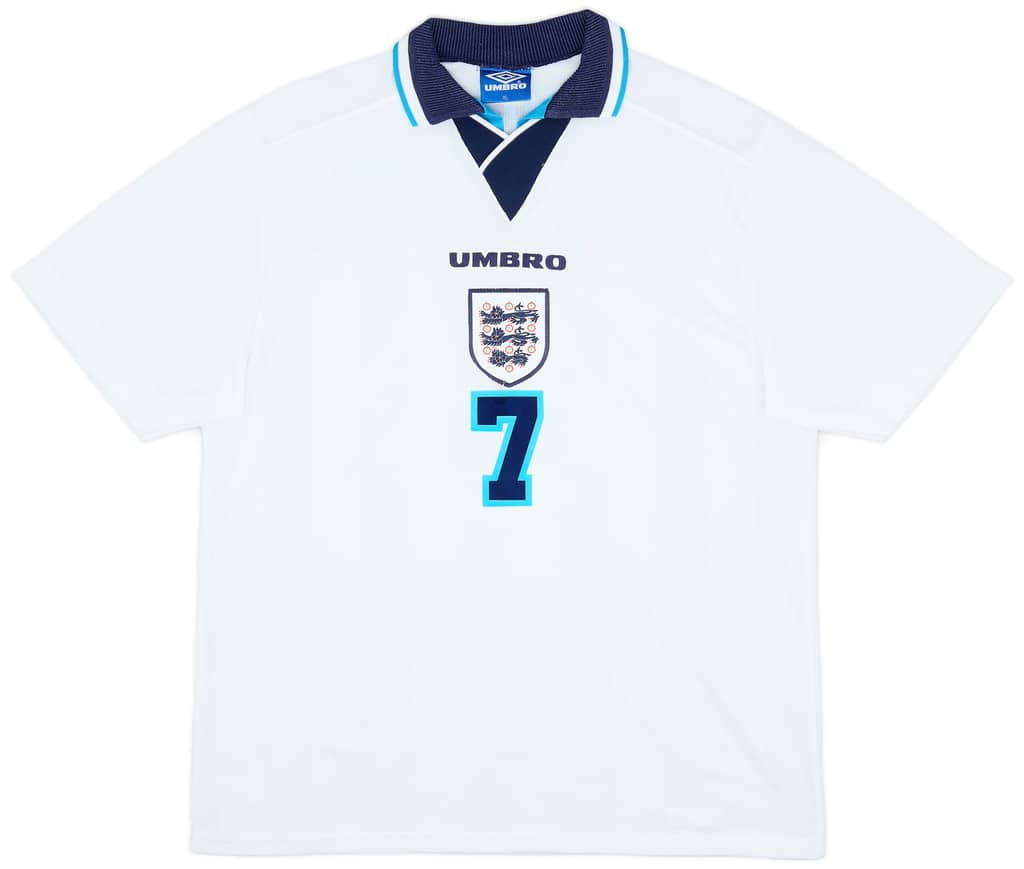 1995-97 England Home Shirt Beckham #7 - 8/10 - (XL)