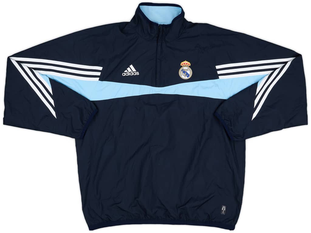2003-04 Real Madrid adidas Reversible 1/4 Zip Drill Top - 9/10 - (M/L)