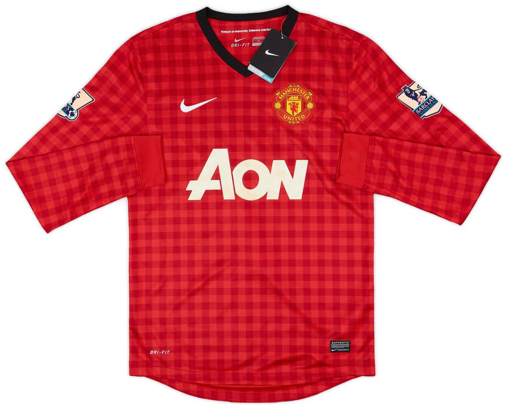 2012-13 Manchester United Home L/S Shirt Valencia #7 (S)