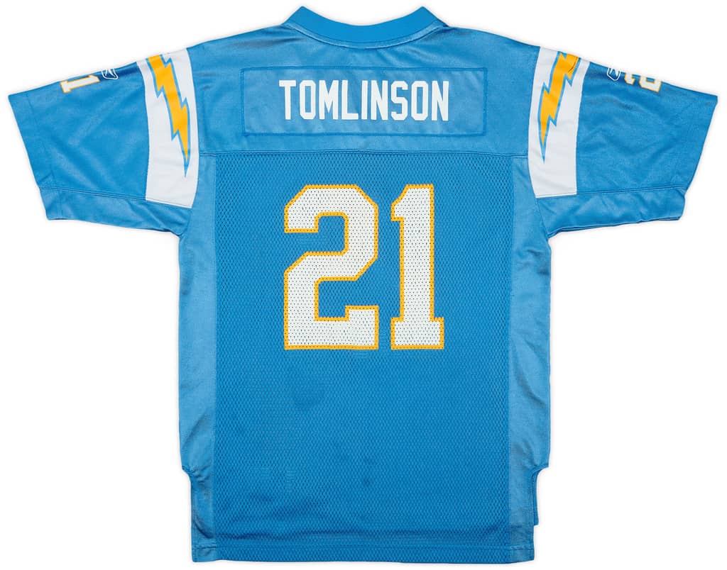 2005-06 San Diego Chargers Tomlinson #21 Reebok On Field Alternate Jersey - 5/10 - (L.Boys)