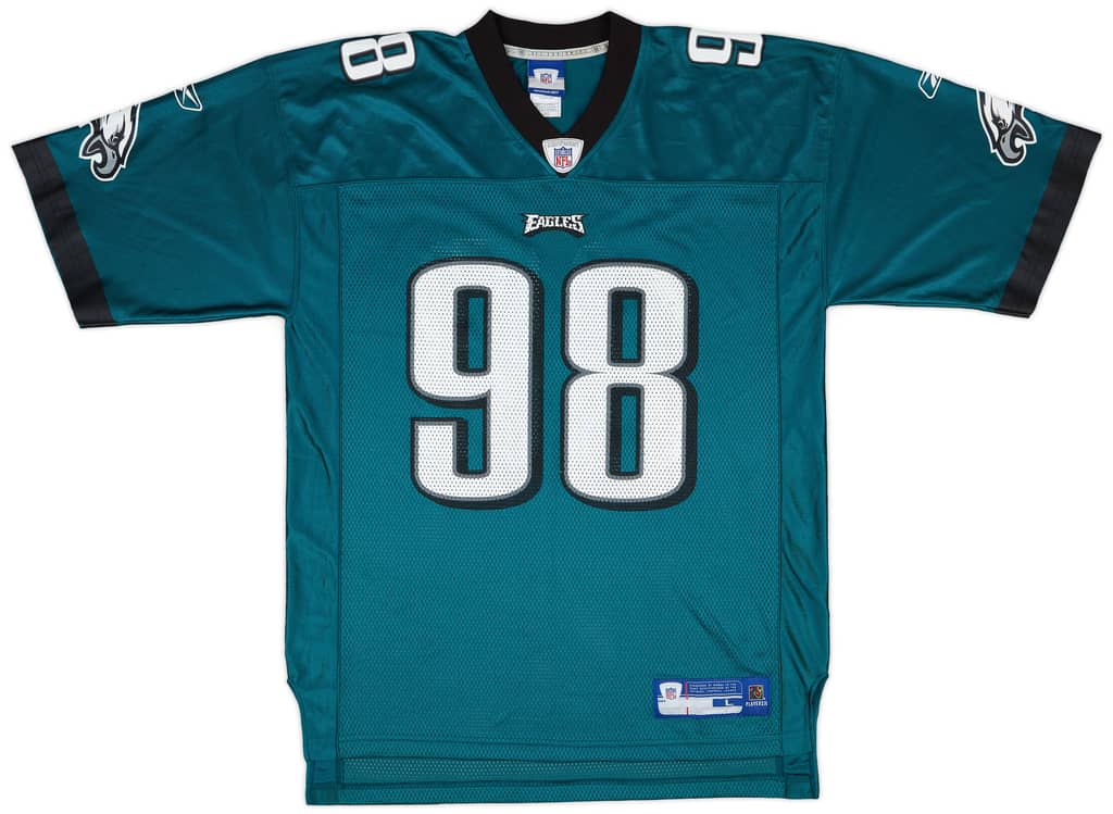 2005-06 Philadelphia Eagles Mike Patterson #98 Reebok On Field Home Jersey - 8/10 - (L)