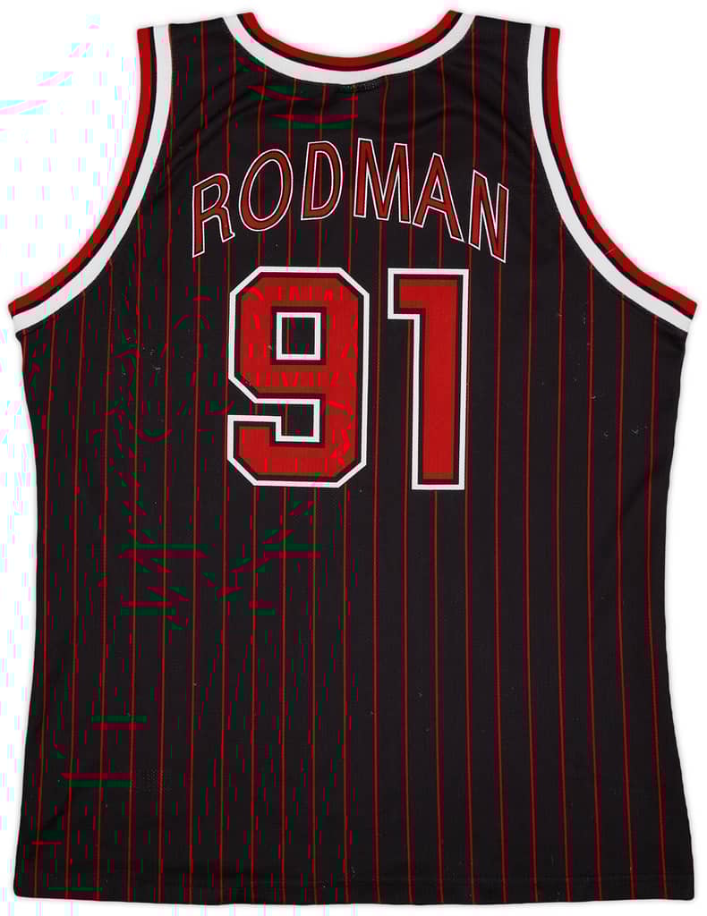 1995-97 Chicago Bulls Rodman #91 Champion Alternate Jersey - 8/10 - (XL)