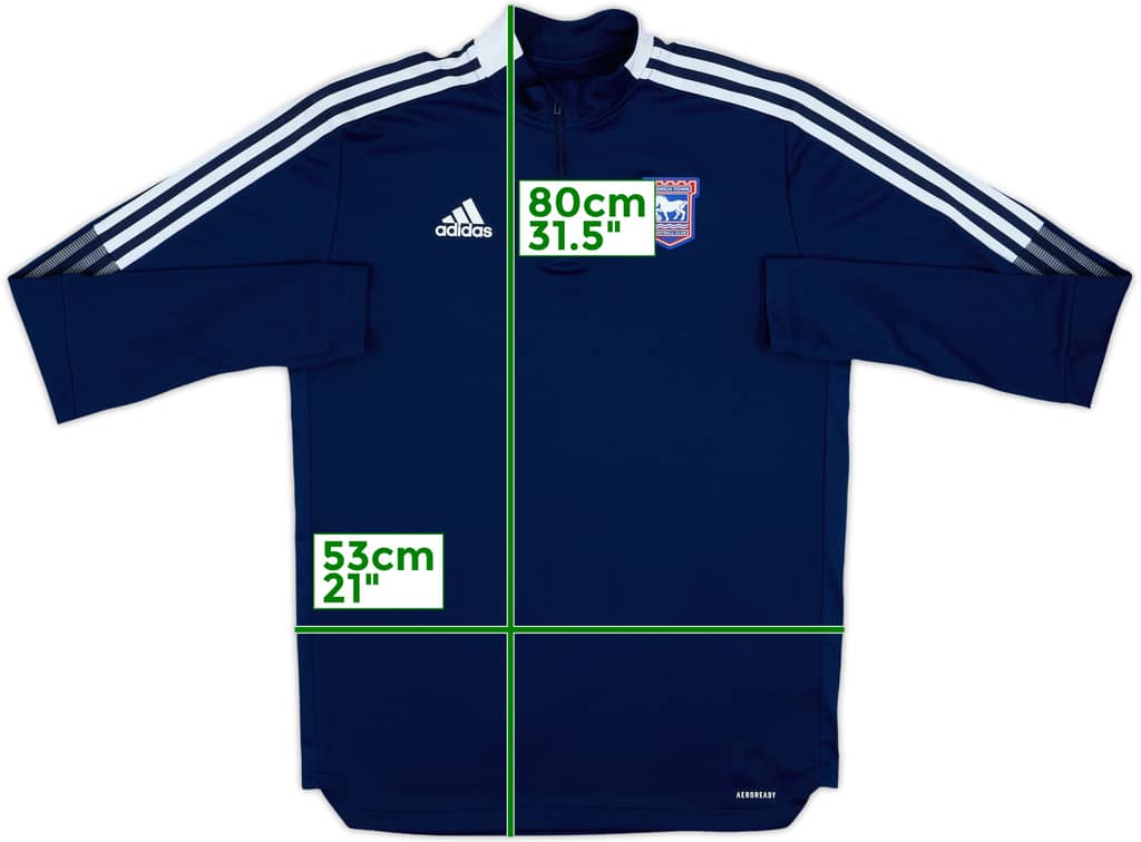 2021-22 Ipswich Town adidas 1/4 Drill Top - 8/10 - (L)