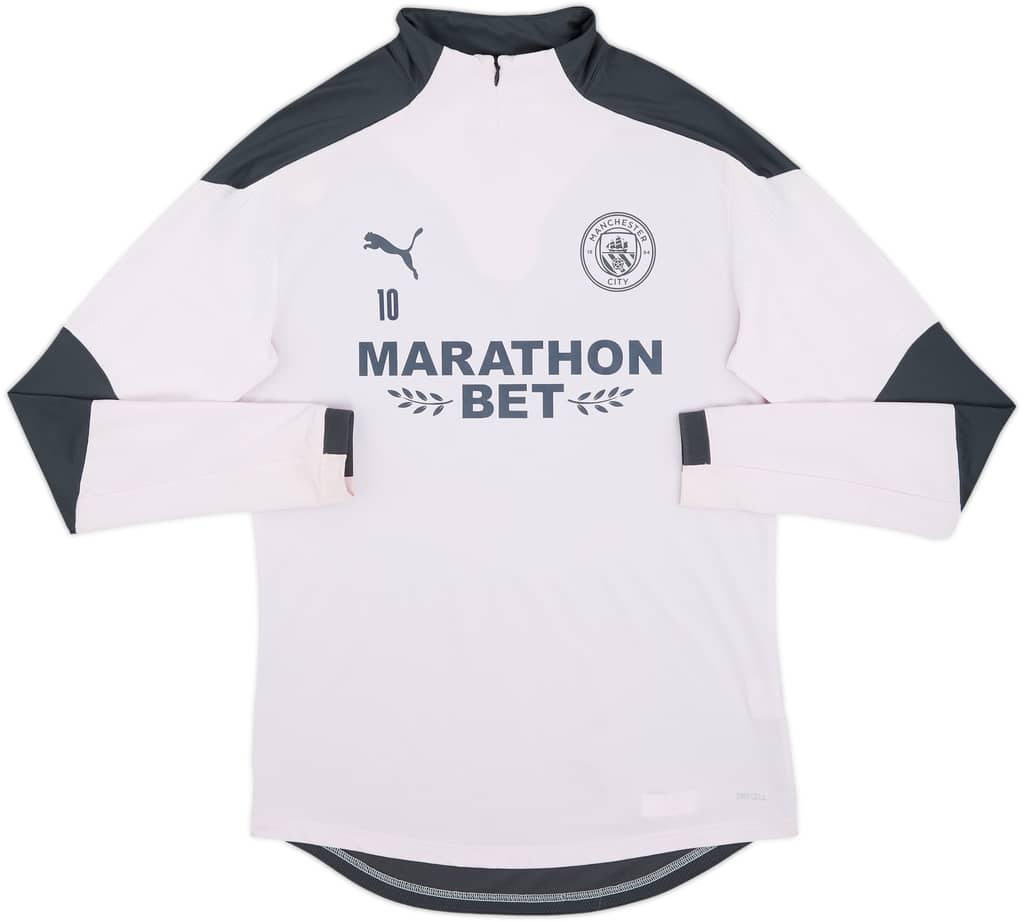 2020-21 Manchester City Player Issue Puma 1/4 Zip Drill Top #10 (Aguero) - 6/10 - (M)